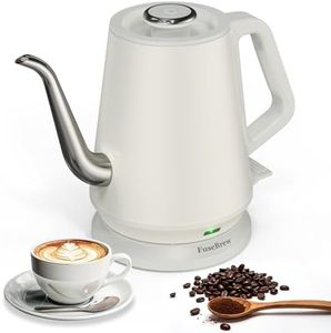 FuseBrew Gooseneck Electric Kettle 0.8L, 1200W Fast Boiling Stainless Steel – Auto Shut-Off, Precision Pour Over Kettle for Coffee & Tea, Ideal for Small Kitchen, RV, Travel (Gray White)