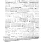 TIADELAU Self Adhesive Wallpaper White Brick Wallpaper Peel and Stick Waterproof 17.7x118.1IN PVC Practical Contact Paper Oil Proof Removable