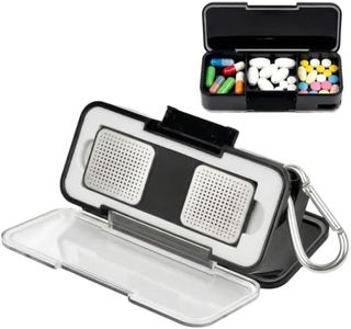 Aptbyte Hard Carrying Case for KardiaMobile 1-Lead EKG Monitor with Built-in 3-Compartment Pill Organizer, 2-in-1 Travel Box, Clear Lid, Silicone Insert, Carabiner Included (Black - for Kardia 1l)