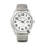 Tamarisk Men's Watch - Alpine Stretch Expansion Stainless Steel Band - with Date on Dial, Silver Easy Read, Easy Read