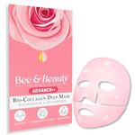 Bee & Beauty Bio Collagen Overnight Mask Pack of 1 | Korean Face Mask For Glass Skin | Pink Sheet Mask For Deep Hydration, Rejuvenation With Bulgarian Rose