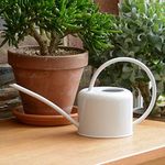 CKB LTD® Small 1.1L Indoor Watering Can - Chalk White Coloured Galvanised Powder Coated Steel - For Houseplants Contemporary Metal Design With Narrow Spout And High Handle (Chalk)