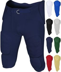 Exxact Sports Proline Youth Integrated Football Pants with 7 Flex Pads, Lightweight Football Practice Pants for Protection (YM, Navy Blue)