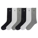 POLO RALPH LAUREN Men's Classic Sport Solid Socks 6 Pair Pack - Cushioned Cotton Comfort, Gray Heather Assorted, 6-12.5