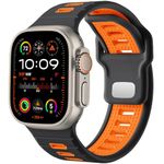 CeMiKa Compatible with Apple Watch Straps Ultra 2/Ultra 49mm 46mm 45mm 44mm 42mm Men, 26mm Adjustable Silicone Sport Loop Replacement Bands for iWatch Series 10 9 8 7 6 5 4 SE 3 2 1,Black/Orange