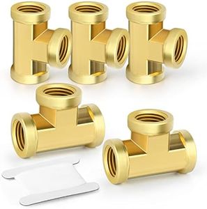 GASHER 5 Pcs Brass Tee Fitting, 1/2" x 1/2" x 1/2" NPT Female Pipe Fittings