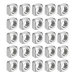 uxcell M8-1.25x6.5 Square Nuts, 304 Stainless Steel Coarse Thread Square Nuts Fasteners for Home Repairs and Professional Engineering, Silver, 30pcs