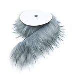 Furryvalley Faux Fur Trim Raccon Fox Fur Ribbon Craft Furry Stripe for Slippers Slides Fringe 2 Yards (Light Gray)