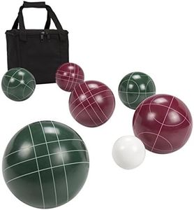 Bocce Ball Set Regulation Size - Lawn Game for Backyard or Beach - Includes Red and Green Bocce Balls, Pallino, and Carrying Case by Trademark Games