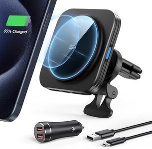 ESR Caricabatterie da auto MagSafe, Caricatore wireless magnetico da 15W, Supporto per la bocchetta dell'aria, Per iPhone 15/14/13/12 con caricatore da auto veloce QC 3.0 da 36W, Nero