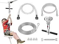 Fologtoo Zip Lines for Kids and Adults Outdoor, 80 ft Zip line Kits for Backyard Up to 500 lbs, Included Ziplines Brake, and Zip line Pulley with Handle, Outdoor Playground Equipment