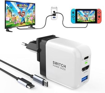 Docking Station Switch 65W, per Nintendo Switch OLED/Steam Deck, Alimentatore Mini GaN con 3 porte (USB C+USB A+4K/HD), Docking Station portatile compatibile con Switch/Steam Deck/Rog Alley/Mobile