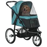 PawHut Dog Pram Dog Stroller Jogger Foldable Pet Pushchair for Medium, Small Dogs, w/Rubber Wheels, Washable Cushion - Dark Green