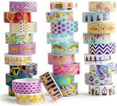 30 Rolls Gold Foil Washi Tape - 15mm Wide Japanese Masking Tape for Scrapbook, Bullet Journal, Planner, Arts & Crafts