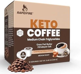 Rapid Fire Caramel Macchiato Ketogenic High Performance Keto Coffee Pods, Supports Energy & Metabolism, Weight Loss, Ketogenic Diet 16 Single Serve K Cup Pods