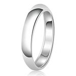 TIONEER .925 Men & Women Sterling Silver High Polish Tarnish Resistant Comfort Fit Ring, Plain Dome Wedding Band 6mm, Size U 1/2