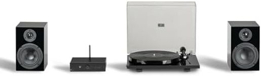 Pro-Ject Stereo Set E1, Analogue HiFi System, All-In-One Hi-Fi Set including E1 Turntable, Stereo Box E Integrated Amplifier, and Speaker Box 5E Speakers (Gloss Black)