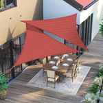 Awnpro 10' x 10' x 14.1' Red Triangle Shade Sail Awning for Outdoor Patio, Garden and Backyard Sun Protection Awnings