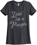 Thread Tank Living On A Prayer Women's Relaxed T-Shirt Tee Charcoal Grey Small