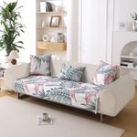 HOKIPO Luxury Sofa Mats, Printed and Anti Slip Ice Silk Fabric, 90(D) x 90(L) cm, Castleton Green Tropical Leaves (AR-5097-D2)