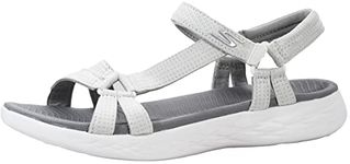 Skechers Women's On The Go 600 Brilliancy Thong Sandal White/Grey 9 Wide