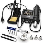 ILIBILIB Soldering Station, 2-in-1 SMD Hot Air Rework and Soldering Iron Station with °C/ºF Conversion, Digital Temperature Correction and Sleep Function Soldering Iron Kit