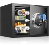 1.25 Cu Ft Fingerprint Safe for Home, Biometric Home Safe Box with Digital Keypad & Backup Keys, Large Steel Security Safe with Alarm System, Removable Shelf & LED Light for Cash Jewelry Documents