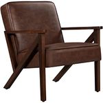 Yaheetech PU Leather Armchair, Modern Tub Chair, Retro Lounge Sofa Chair with Wooden Frame and Comfy Seat for Living Room Bedroom Home Office Dark Brown