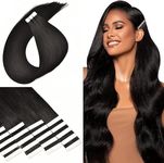 Hot Hairs Tape in Human Hair Extensions for Women 22 Inch Off Black Real Hair Extension Tapes (Pack of 10)