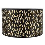 Large Lamp Shades,E27 E14 Barrel Metal Lampshade with Pattern of Trees Lampshade 25cm/9.8inch Drum Lampshade Art Carved Hollow Lampshade with Shading Lining Water Grass Leaves(Black)