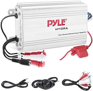 Pyle Hydra Marine Amplifier - Upgraded Elite Series 400 Watt 4 Channel Micro Amplifier - Waterproof, GAIN Level Controls, RCA Stereo Input, 3.5mm Jack, MP3 & Volume Control (PLMRMP3A)