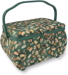 Dritz Large, Green Thimbles Sewing Basket