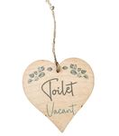 Engaged Vacant Double Sided Toilet Door Sign - Made From Wood - Eucalyptus Design - Heart Shape