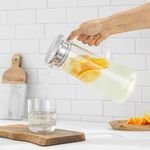 Homeprism 1300 ML (Set of 1) Glass Water Jug with Lid Glass Pitcher Hot Water Jug Milk Carafe Glass Water Jug for Dining Table