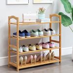 ADA® Premium 4-Tier Shoe Rack for Closet Shoe Organizer Storage 10-14 Pair Shoe & Boot Long Shoe Shelf Free Standing Shoe Rack Organizer for Front Door Entryway - (89 x 23 x 69) cm - Natural Color