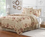 Greenland Home Antique Rose 100% Cotton Heirloom-Quality Quilt Set, Full/Queen (5 Piece), Ecru