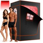 Portable Infrared Sauna for 2 Person - Home Personal Sauna Box with 2Pcs 2.6L 1000W Steamer for Detox, Relaxation & Stress Relief - Indoor Sauna Tent with Remote Control, 2 Folding Chair