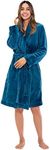 Turquaz Robes For Women, Womens Fleece Shawl Collar Soft Plush Knee Length Spa Robe