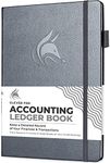 Clever Fox Accounting Ledger Book – Accounting Book for Small Businesses & Personal Use – Columnar Account Book Ledger for Tracking Money, Expenses, Deposits & Balance – Large, 7x10″ (Silver Black)