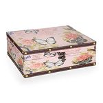 SUMNACON Wooden PU Leather Storage Treasure Box, Decorative Jewelry Trinket Box Keepsakes Organizer, 27x21.5x9.5CM Rectangle Storage Box Organizer for Jewelry, Treasure, Keepsake (Butterfly Pattern)