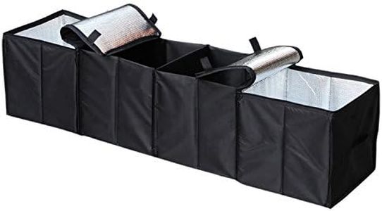 Cargo Foldable Multi Compartment Fabric Car Truck Van SUV Storage Basket Trunk Organizer and Cooler Set,Black,AK-018