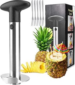 Cortador de Piña, Pelador de Piña [Mejorado, Reforzado] [Cuchilla Afilada más Gruesa] Acero Inoxidable, Fácil Limpieza, sin BPA Mango Antideslizante Herramienta para Cocina, Aros de Frutas