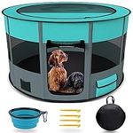 Puppy Playpen for Indoor, Foldable Pet Play Pen for Small Dog Cat Rabbit Kitten, Portable Dog Pen with Roof Lightweight Fabric Playpen 43.3" x 23.6"