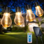 ULIGHTOWN Solar Festoon Lights Outdoor, 29.5Ft Remote Control Solar String Lights Outdoor Waterproof with 8 Modes 20 Shatterproof LED Bulbs for Garden, Gazebo, Patio, Party, Festival Decoration