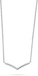 BERRICLE Rhodium Plated Sterling Silver V Shaped Wishbone Chevron Fashion Pendant Necklace