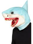 Smiffys Shark Overhead Mask, Blue Latex, Party Animals Fancy Dress, Animal Dress Up Masks