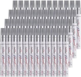 Overseas 48 Silver Paint Pens Markers, Oil Based Permanent Markers Set - Quick Drying, Waterproof, Fade-Resistant, Medium Tip Paint Pens for Wood, Metal, Rock, Ceramic, Plastic, Canvas, Glass, Rubber
