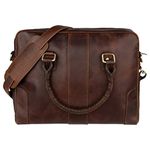 Real Leather Messenger Bag 13'' inch Briefcase Duffel Bag- Laptop Bag Shoulder Bag for College, Office Adjustable Shoulder Strap Satchel SD 008 (Brown)