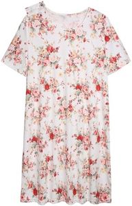 AVIIER Hospital Gowns for Women Open Back Adaptive Clothing Nightgowns Post Shoulder Surgery Dress White Flower XL