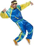 Eraspooky Men 80s Costume Retro Jacket Shell Suit Party Tracksuit